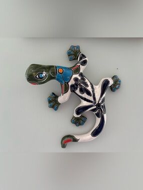 Colorful Ceramic Gecko Wall Accent - Handpainted